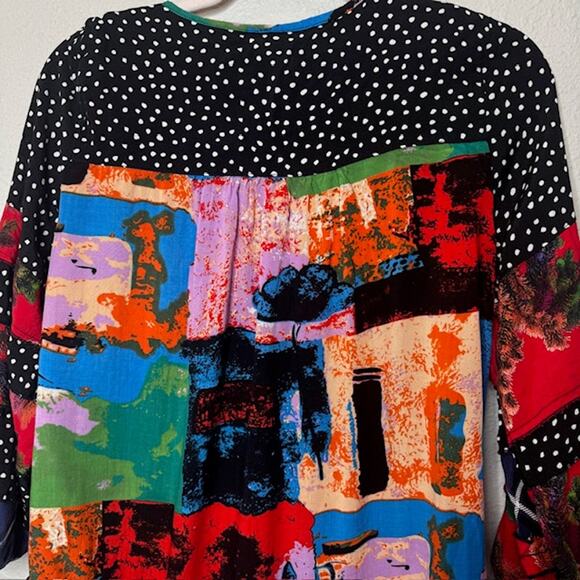 Caleoas Black Fiesta Floral Embroidered Bohemian Hippie Ruffle Blouse - Medium - Picture 11 of 16